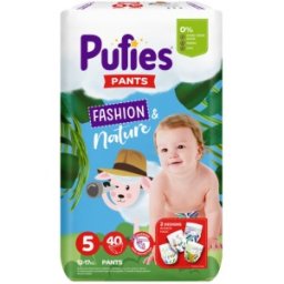 Set 2 x 40 Scutece-Chilotel Pufies Pants Fashion and Nature, 5 Junior, 12-17 kg