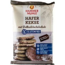 Set 2 x Biscuiti din Ovaz, fara Gluten, cu Ciocolata cu Lapte, 100 g, Hammer Muhle