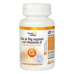 Set 2 x Calciu si Magneziu Organic cu Vitamina D, 60 Comprimate, Dacia Plant