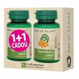 Set 2 x Spirulina si Catina, 60 Comprimate 1+1 Cadou, Dacia Plant