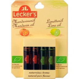 Set 2 x 2 Ulei de Mandarine Bio, 2 ml si 2 x 2 Ulei de Limeta Bio, 2 ml, Lecker’s