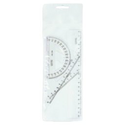 Set 2 x Trusa Geometrie Mica Cristal, Rigla, 2 Echere si Raportor, Koh-I-Noor