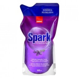 Set 4 x Rezerva Detergent de Vase Sano Spark, cu Lavanda, 500 ml