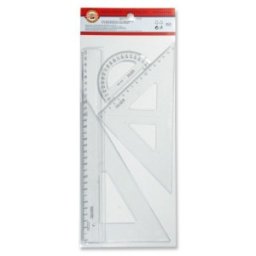 Set 2 x Trusa Geometrie Mare Cristal, Rigla, 2 Echere si Raportor, Koh-I-Noor