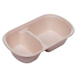 Set 2 x 125 Caserole Biodegradabile, Compostabile 2 Compartimente, Natur, 800 ml