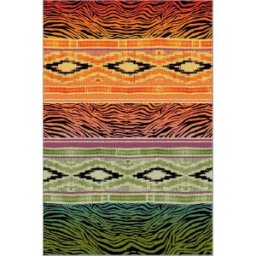 Covor Dreptunghiular, 60 x 130 cm, Verde / Portocaliu, Kolibri Ethnic 11330