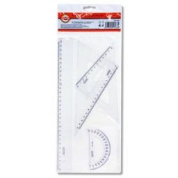 Set 2 x Trusa de Geometrie Mediu Cristal, Rigla, 2 Echere si Raportor, Koh-I-Noor