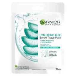 Set 3 x Masca Servetel Garnier Skin Naturals, cu Acid Hialuronic si Aloe Vera, pentru Toate Tipurile de Ten, 28 g