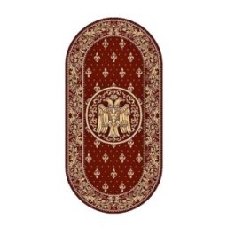 Covor Bisericesc Oval, 80 cm x 150 cm, Rosu, Model Lotos