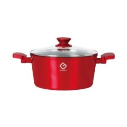 Set 2 x Cratita din Aluminiu, Ceramica Marmorata, cu Capac, compatibila plita inductie, 28x12.50 cm, 6 l, Grunberg