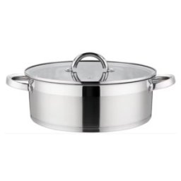Set 2 x Cratita din Inox cu Capac din Sticla, 22 cm, 3 l, Grunberg GR4116