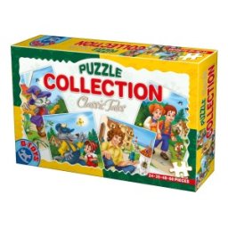 Colectie 4 Puzzle-uri, D-Toys, Motanul Incaltat, Scufita Rosie, Calatoriile lui Gulliver, Hansel si Gretel, 24, 35, 48, 60 Piese