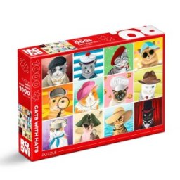Puzzle 1000 Piese, Roovi, Pisici cu Palarii