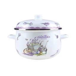 Cratita Emailata cu Capac, 26 cm, 6.50 l, Alb / Mov, Grunberg, Model GR2600B