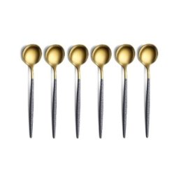 Set 2 x 6 Lingurite din Inox, Berglander, Auriu/Negru