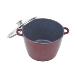 Set 2 x Oala din Aluminiu, Invelis Ceramic Marmorat, Capac din Sticla, 28 cm, 10 l, Grunberg