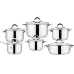 Set 6 Cratite din Inox cu Capace din Sticla, Grunberg