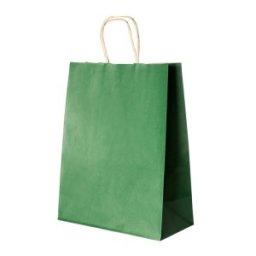 Pungi din Hartie cu Manere, Verde Inchis, Interior Natur, 32 x 12 x 41 cm, 100 Bucati