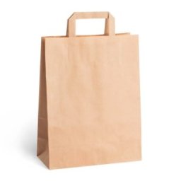 Set 2 x 250 Pungi din Hartie cu Maner Plat, Natur, 25 x 14 x 30 cm