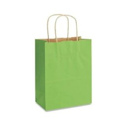 Set 2 x 100 Pungi din Hartie cu Manere, Verde Deschis, Interior Natur, 32 x 12 x 41 cm