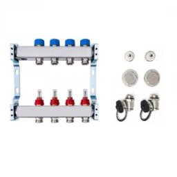 Set 2 x Distribuitor Incalzire Pardoseala din Inox cu Debitmetre, Heko, 1 1/4 x 3/4 inch, 8 Circuite