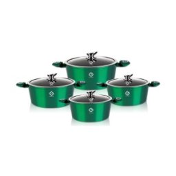 Set 2 x 4 Cratite din Aluminiu cu Capace din Sticla, Verzi, Compatibile cu Plita cu Inductie, Grunberg