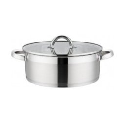 Set 2 x Cratita din Inox cu Capac din Sticla, 16 cm, 1.9 l, Grunberg