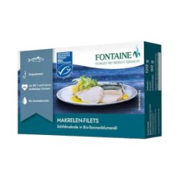 File de Macrou in Ulei Bio de Floarea Soarelui Presat la Rece, Fontaine, 125 g