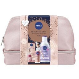 Set 2 x Caseta Cadou Femei Nivea Sculpted Skin, Ser Fata Cellular Expert Lift 50 ml, Apa Micelara Ten Sensibil 400 ml si Geanta
