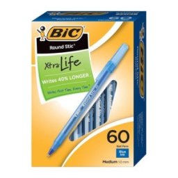 Pix Rotund Bic, Albastru, 60 Bucati