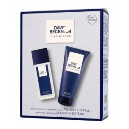 Set Cadou Barbati David Beckham Classic Blue, Deodorant Natural Spray 75 ml, Gel de Dus 200 ml