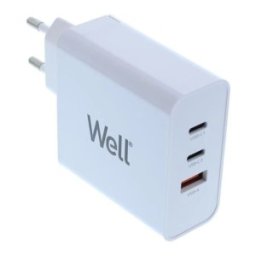 Incarcator Retea Well, 1 x USB-A QC3.0, 2x USB-C PD 65W, PPS Alb, Polybag