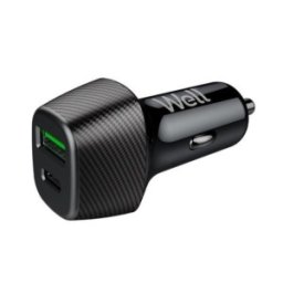 Incarcator Auto Well, PD 27W + QC 18W, 51W, PPS, Negru