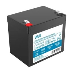 Acumulator Litiu LifePO4 Well 12.8V 5Ah, Terminal F2, 90 x 70 x 101 (107) mm, Well