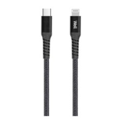 Cablu de Date si Incarcare USB-C Lightning, 1 m, PD, MFI, Well, Negru