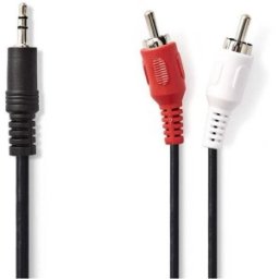 Cablu Audio Stereo 3.5 mm Tata, 2 x RCA Tata, 2.0 m, Negru