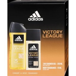 Set Cadou Barbati Adidas Victory League, Deodorant Natural Spray pentru Corp 75 ml, Gel de Dus 3 in 1 250 ml