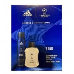 Set 2 x Caseta Cadou Barbati Adidas Uefa Star, After Shave Lotiune 100 ml, Deodorant Spray 150 ml