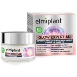 Set 2 x Crema Noapte Elmiplant Glow Expert 4D, Impotriva Petelor Pigmentare, Antirid, 50 ml