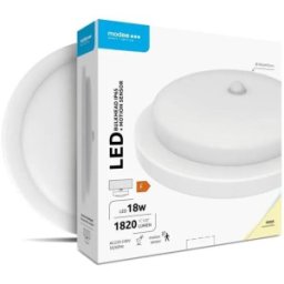 Set 2 x Aplica Perete Exterior cu LED Rotund 18 W, 1820 lm, Senzor Miscare, 19.5 cm, 4000 K, IP65, Alb, Modee