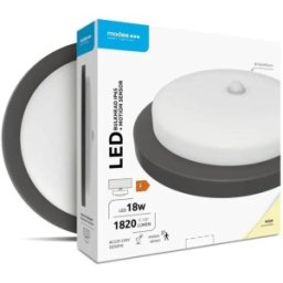 Set 2 x Aplica Perete Exterior cu LED Rotund 18 W, 1820 lm, Senzor Miscare, 19.5 cm, 4000 K, IP65, Negru, Modee