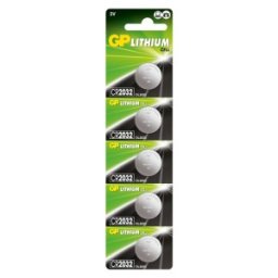 Set 2 x 5 Baterii Tip Buton Litiu GP, 3 V, 20 x 3.2 mm