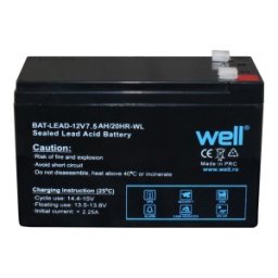 Set 2 x Acumulator Plumb Acid 12V / 7.5Ah, Terminal F1, Well