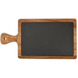 Tava pentru Servire din Piatra cu Maner din Lemn, 26 × 18 cm, Perfect Home