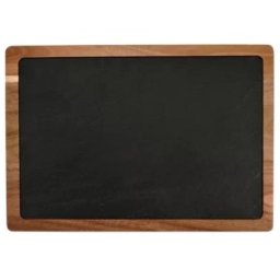 Platou Elegant din Piatra Ardezie, 33 x 23 cm, cu Suport din Lemn de Acacia