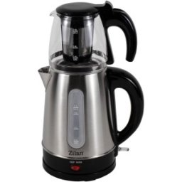 Cana Fierbator Electrica, 1.7 l si Ceainic din Inox-Sticla, Putere 2200W, 0.9 l