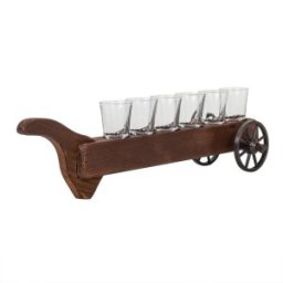 Pahare cu Suport din Lemn cu Roti, 50 ml, 6 Bucati