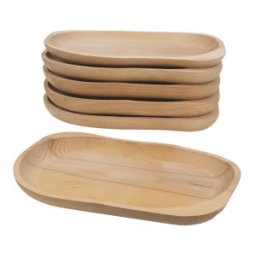 Farfurii Ovale Mari, Lemn de Fag, 30 x 24 cm, 6 Bucati