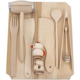 Tocator Dreptunghiular din Lemn de Fag, 40 x 30 x 2 cm, 10 Piese