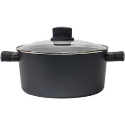 Oala Eco cu Capac de Sticla, Capacitate 3 l, Diametru 24 cm, Negru